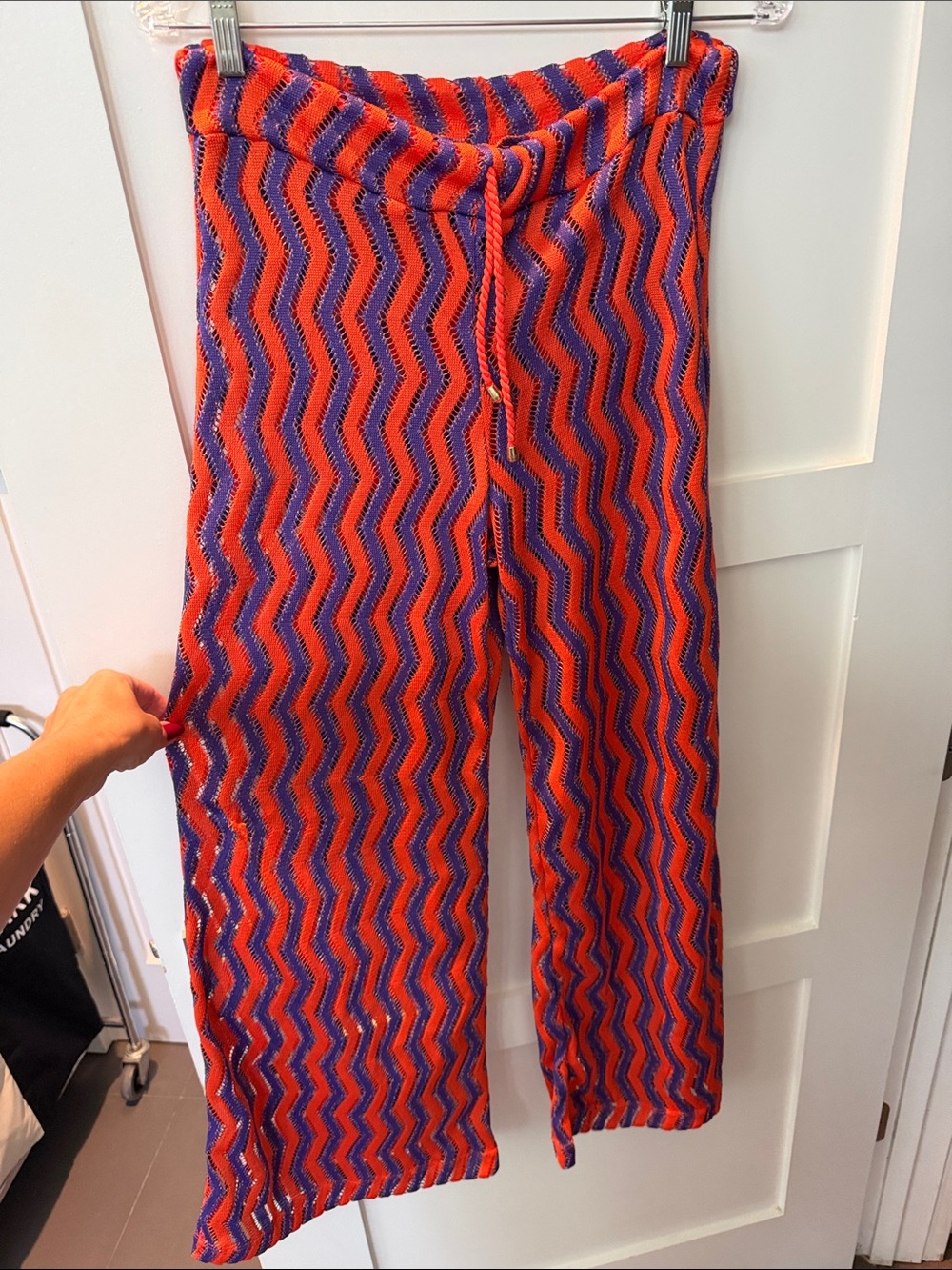 Striped Chevron Knit Swim Coverup Maxi in Orange & Purple